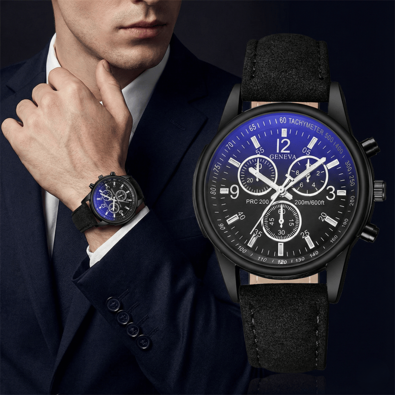 Smartwatch Watches Best Gift For Men - ジュネーブメンズクロノグラフ腕時計カジュアルレザーストラップファッションビジネスクォーツ腕時計男性への最高の時計ギフトリロイ・オンブレ