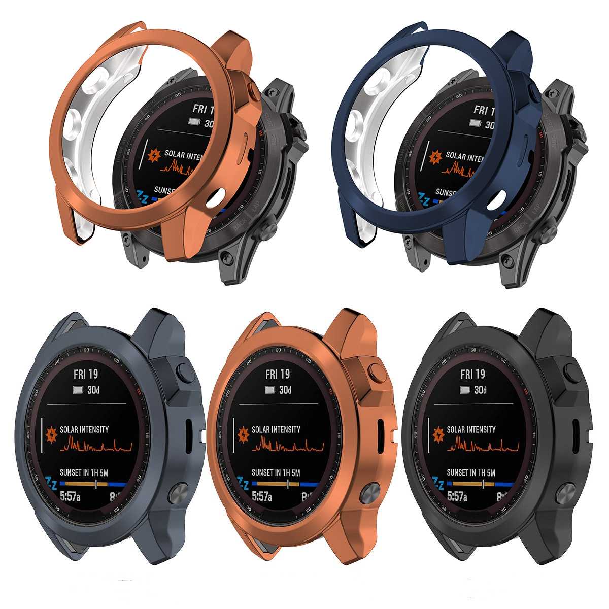 Xwatch Smartwatch - ガーミンフェニックスの保護ケース,7s 7x 6s,サファイアクリスタル,カラフルでソフトなプロテクター,TPUメッキ