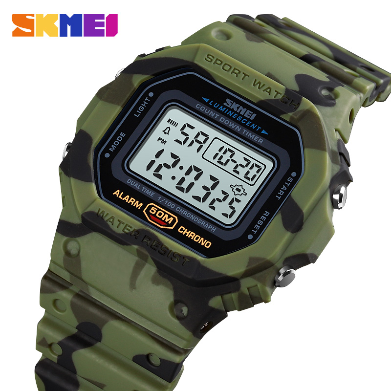 Tide Watch Surf - SKMEI 1628 リロイやつ多機能デジタルスポーツウォッチメンズ 2 時間カウントダウンメンズ腕時計ファッションレトロ男性腕時計