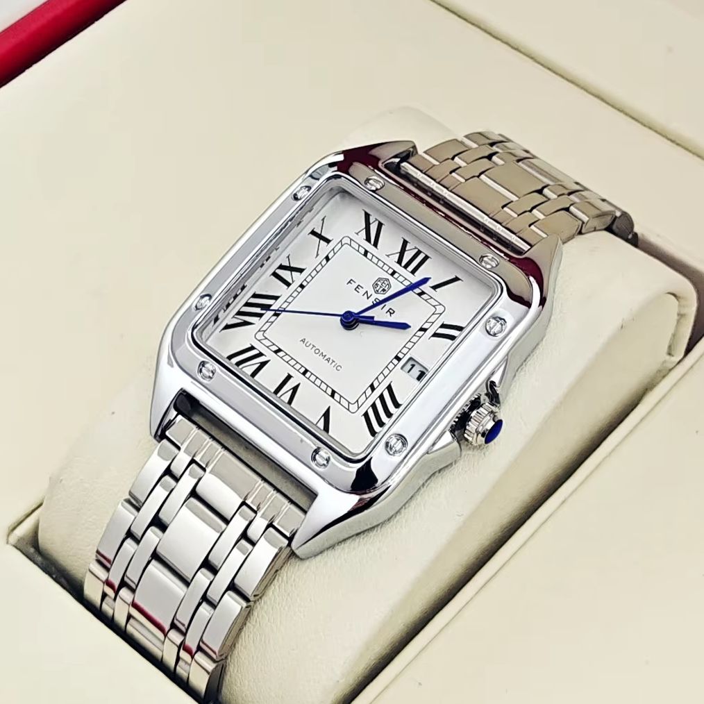 Smartwatch Watches Best Gift For Men - 男性用高級スクエアウォッチ、カレンダー表示、ステンレススチールストラップ、高級小型スクエアメンズウォッチ、スタイリッシュなビジネスカジュアル多用途トレンディメンズ腕時計、彼への最高の贈り物