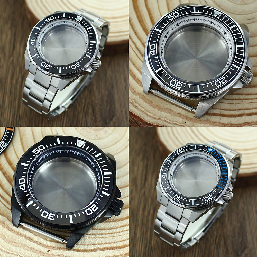Citizen Watch Tsuyosa - 43mmサファイアガラスケース、ステンレススチール製、セイコー侍王シリーズ腕時計ケース改造用、NH35/NH36ムーブメント対応、チャプターリング付き