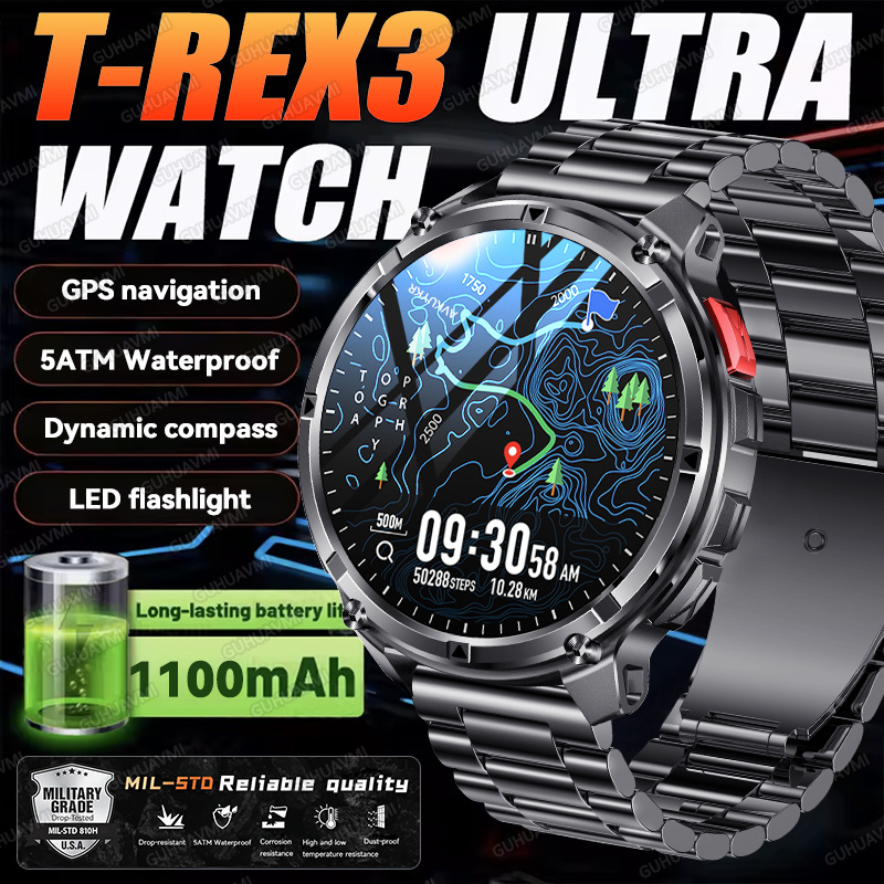 Smartwatch Professional Watches For Men - 2026 新しい T-Rex3 ウルトラ 1100Mah ミリタリースマートウォッチメンズ