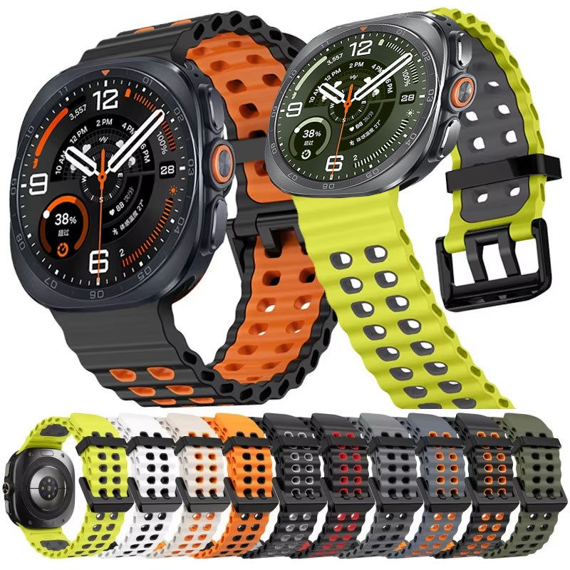 Tide Watch Surf - Samsung Galaxy Watch Ultra2 2026用ツートーンシリコンバンド、マリンブレスレット、Galaxy Watch