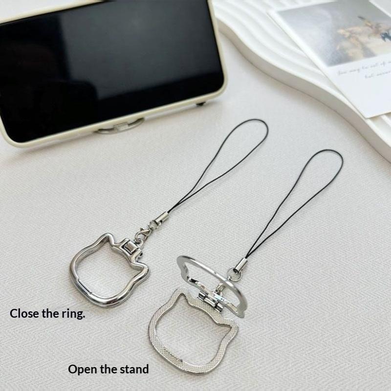 かわいい猫型合金製携帯ストラップ 2-in-1 指リング 折 - Watch Es のレビューと価格