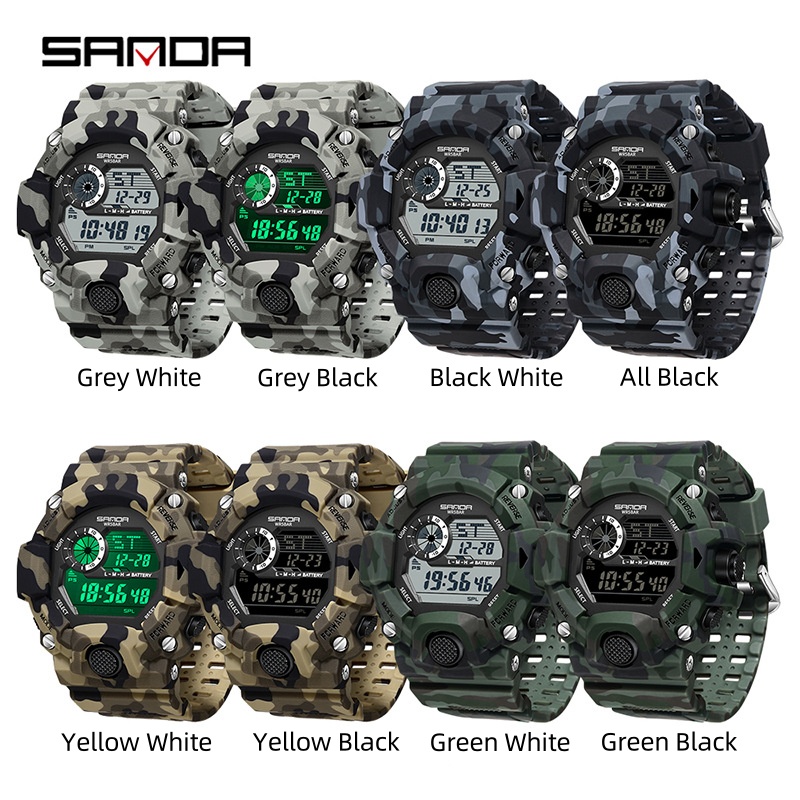 SANDA 2183 電子時計ファッションミリタリー迷彩防水 - Tide Watch Surf のレビューと価格
