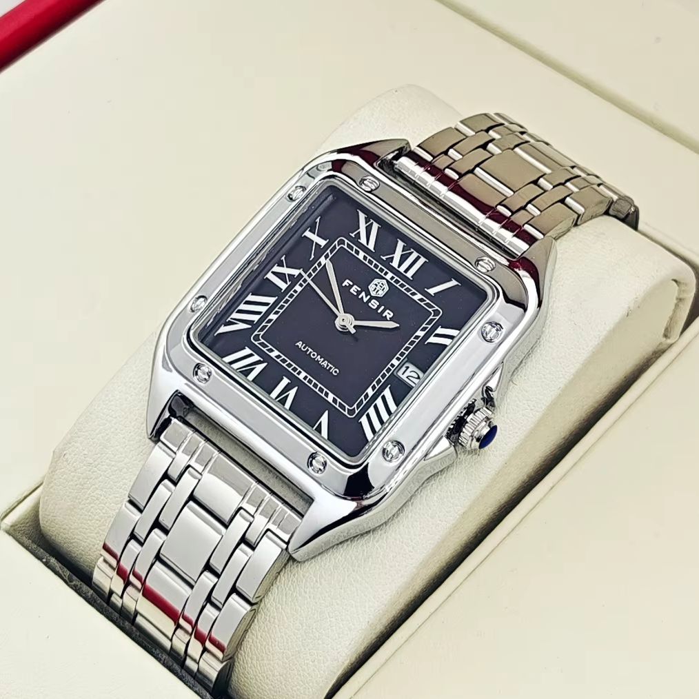 男性用高級スクエアウォッチ、カレンダー表示、ステンレススチー - Smartwatch Watches Best Gift For Men のレビューと価格