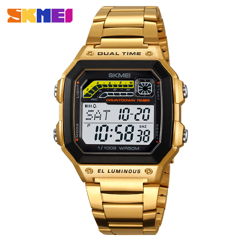 Skmei-メンズ防水デジタル時計,ステンレススチール,スポ - Tide Watch Surf のレビューと価格