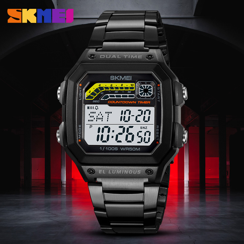 Skmei-メンズ防水デジタル時計,ステンレススチール,スポ - Tide Watch Surf のレビューと価格