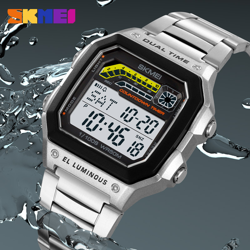 Skmei-メンズ防水デジタル時計,ステンレススチール,スポ - Tide Watch Surf のレビューと価格