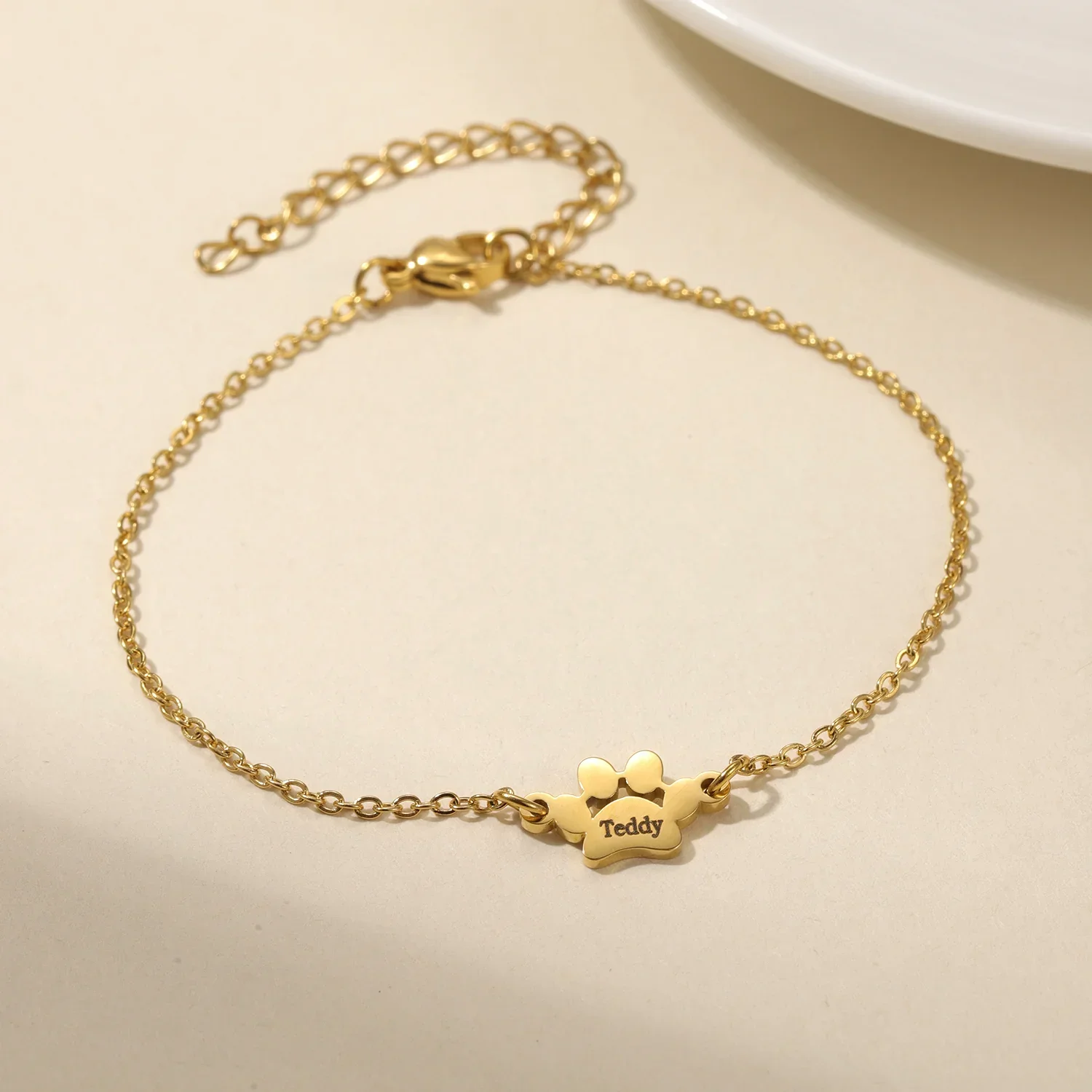 かわいいトレンディな犬猫の足跡カスタムネームブレスレット女性 - Bracelet Link Remover のレビューと価格